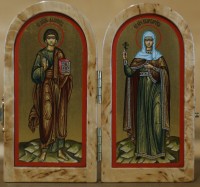 Складень диптих 11х6з3 см (в закрытом виде). Святые апостол Филипп и Маргарита