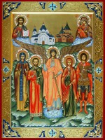 Образ Господа Иисуса Христа Господь Вседержитель, Пресвятая Богородица Владимирская , святой ангел хранитель и святые Евгений Мелитинский, Наталья Никомидийская, Кирилл Севастийский и Анастасия Патрикия