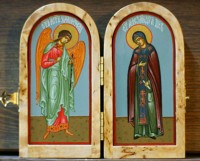 Святые Ангел Хранитель и Александра Дивеевская. Складень диптих